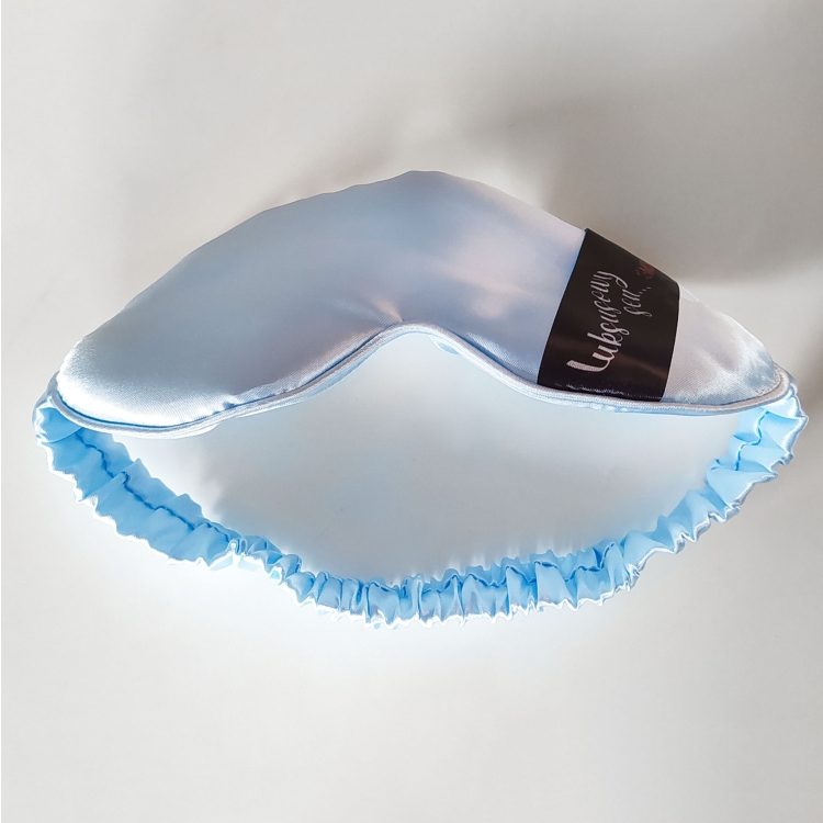 Opaska na oczy DO SPANIA jedwabna + sennik BABY BLUE